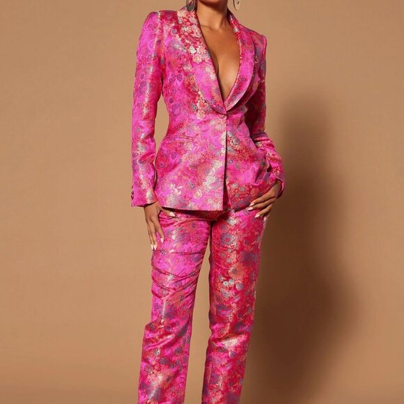 Fashion Nova Embroidered Suit Set - Fuchsia XL - Picture 1 of 1